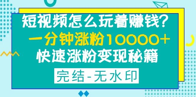 （1290期）短视频怎么玩着赚钱？一分钟涨粉10000+快速涨粉变现秘籍（完结-无水印）