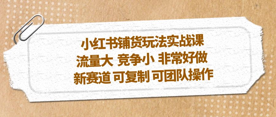 （5291期）小红书铺货玩法实战课，流量大 竞争小 非常好做 新赛道 可复制 可团队操作|艾一资源