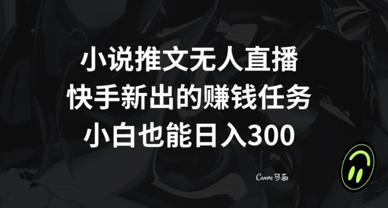 小说推文无人直播，快手新出的赚钱任务，小白也能日入300+【揭秘】|艾一资源