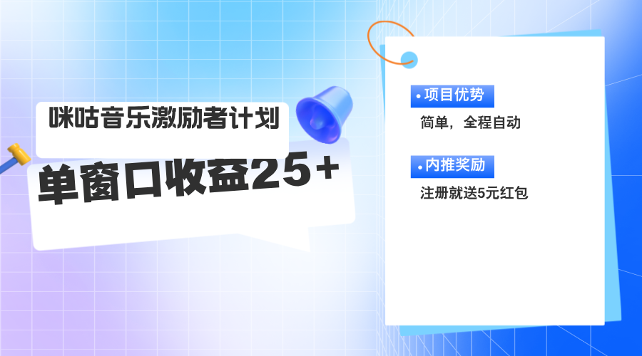 （11942期）咪咕激励者计划，单窗口收益20~25，可矩阵操作|艾一资源