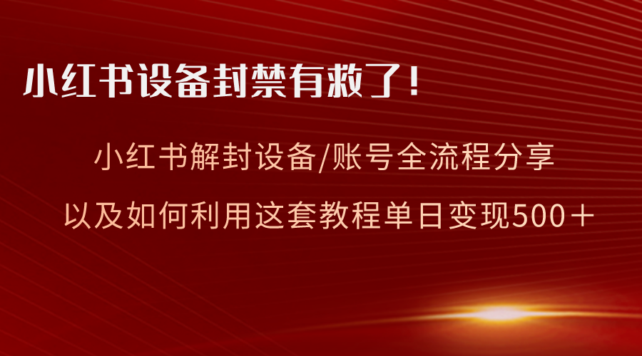 （8441期）小红书设备及账号解封全流程分享，亲测有效，以及如何利用教程变现|艾一资源