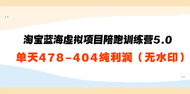 （3537期）黄岛主：淘宝蓝海虚拟项目陪跑训练营5.0：单天478纯利润（无水印）|艾一资源