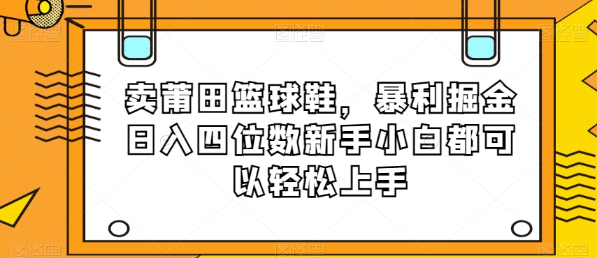 卖莆田篮球鞋，暴利掘金日入四位数新手小白都可以轻松上手【揭秘】|艾一资源