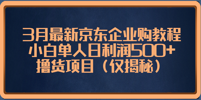 （5277期）3月最新京东企业购教程，小白单人日利润500+撸货项目（仅揭秘）|艾一资源