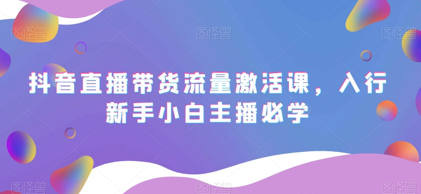 抖音直播带货流量激活课，入行新手小白主播必学|艾一资源