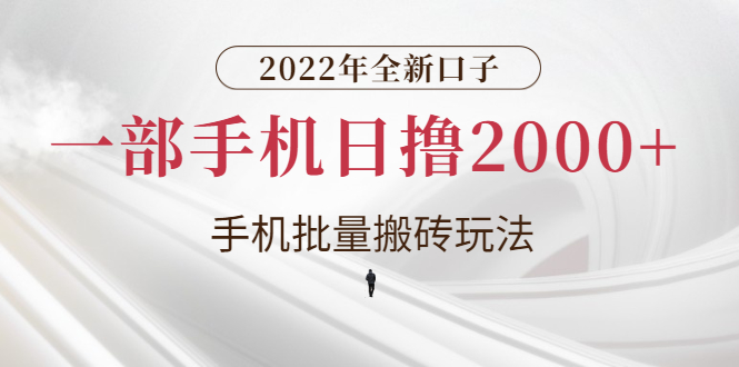 （2682期）2022年全新口子，手机批量搬砖玩法，一部手机日撸2000+|艾一资源