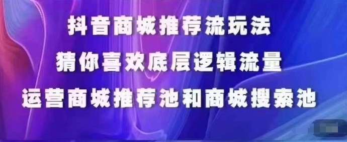 抖音商城运营课程，猜你喜欢入池商城搜索商城推荐人群标签覆盖|艾一资源