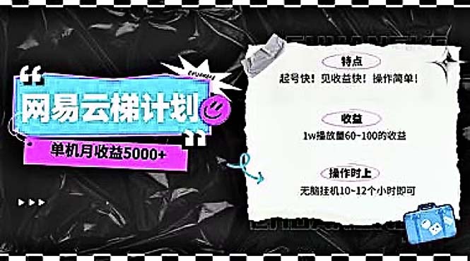 （10389期）2024网易云云梯计划 单机日300+ 无脑月入5000+|艾一资源