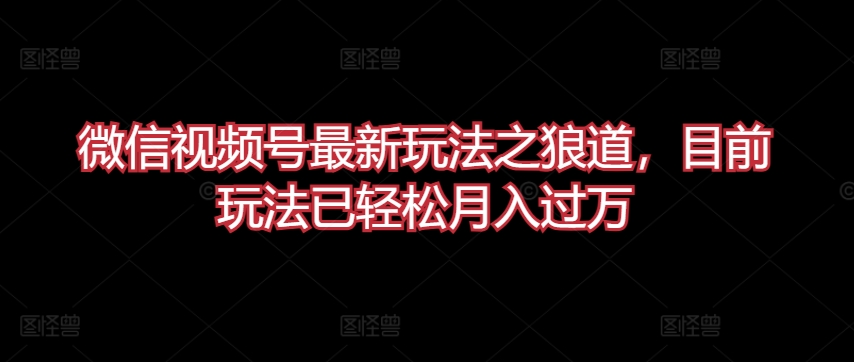 微信视频号最新玩法之狼道，目前玩法已轻松月入过万【揭秘】|艾一资源