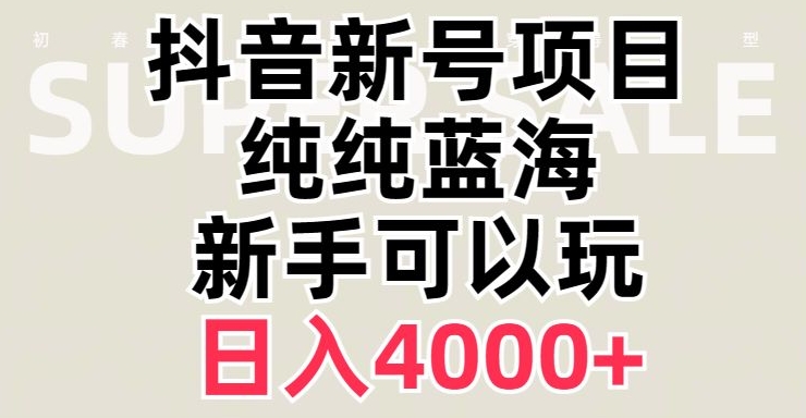 抖音蓝海赛道，必须是新账号，日入4000+【揭秘】|艾一资源