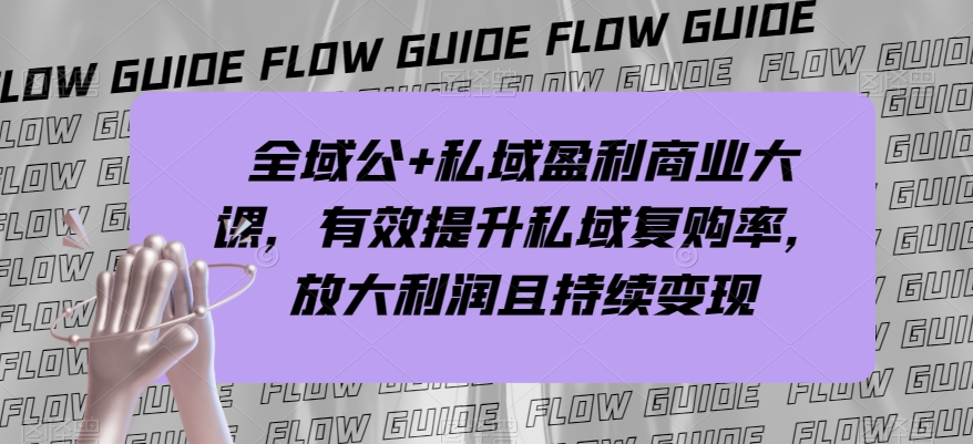 全域公+私域盈利商业大课，有效提升私域复购率，放大利润且持续变现|艾一资源