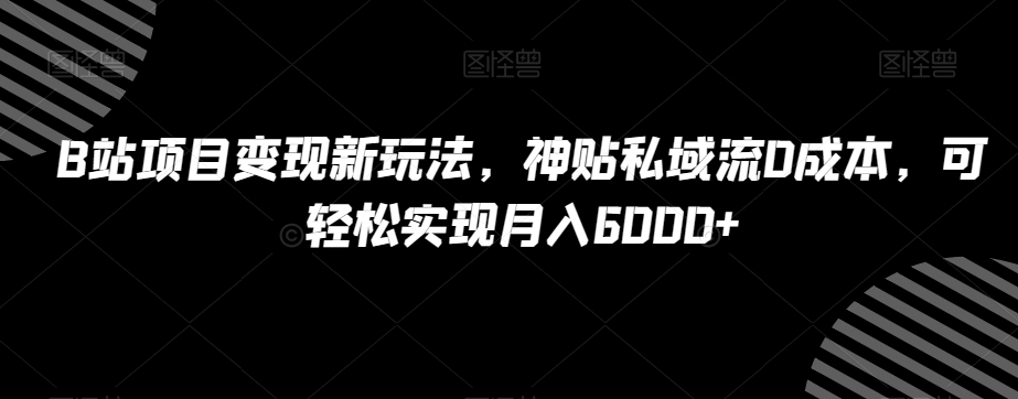 B站项目变现新玩法，神贴私域流0成本，可轻松实现月入6000+【揭秘】|艾一资源