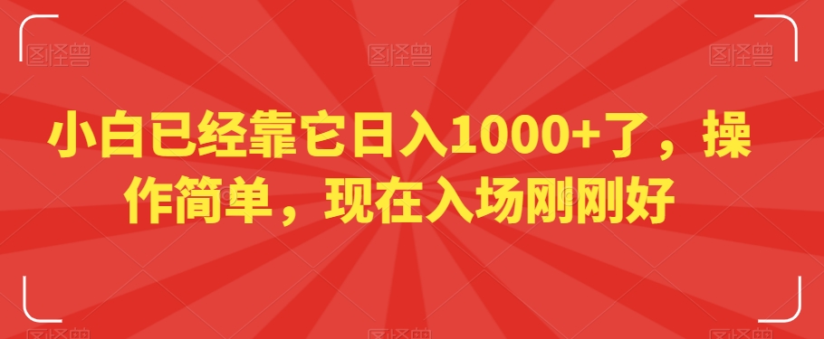 小白已经靠它日入1000+了，操作简单，现在入场刚刚好【揭秘】|艾一资源