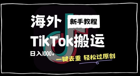 2024最新海外TikTok搬运玩法，一键去重轻松过原创，新手无经验也能日入1k【揭秘】|艾一资源