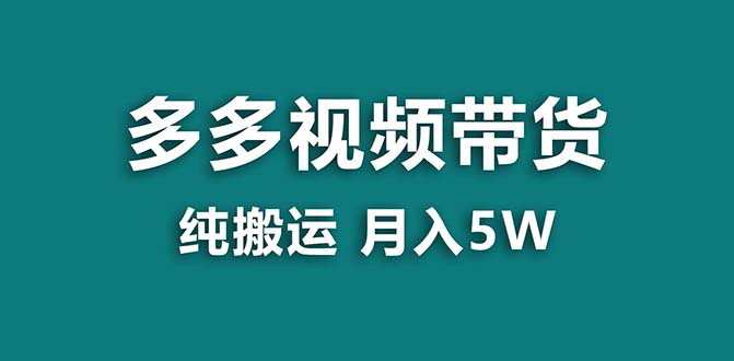 （8491期）【蓝海项目】拼多多视频带货 纯搬运一个月搞了5w佣金，小白也能操作 送工具|艾一资源