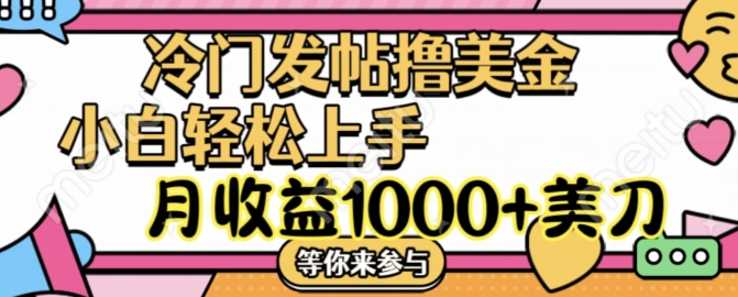 冷门发帖撸美金项目，月收益1000+美金，简单无脑，干就完了【揭秘】|艾一资源