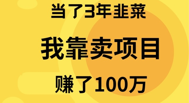 （9100期）当了3年韭菜，我靠卖项目赚了100万|艾一资源