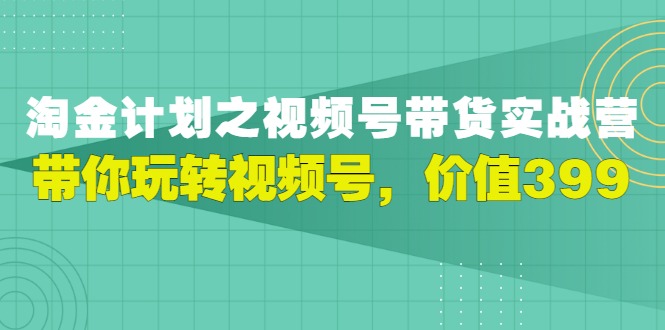 （2979期）视频号带货实战营，带你玩转视频号|艾一资源