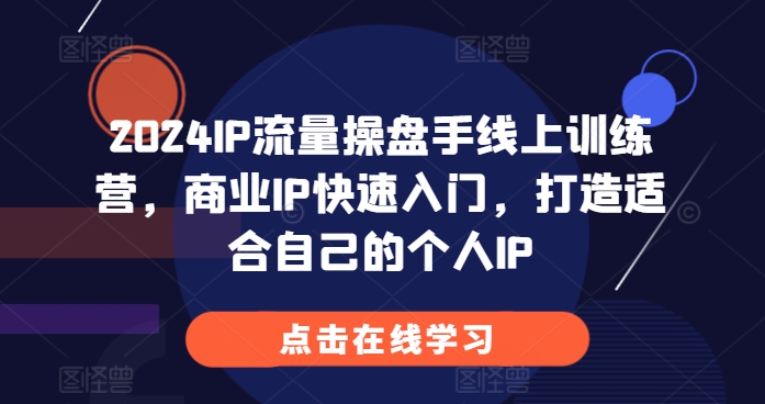 2024IP流量操盘手线上训练营，商业IP快速入门，打造适合自己的个人IP|艾一资源