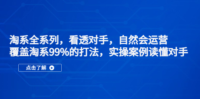 （5233期）淘系全系列，看透对手，自然会运营，覆盖淘系99%·打法，实操案例读懂对手|艾一资源