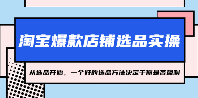 （5240期）淘宝爆款店铺选品实操，2023从选品开始，一个好的选品方法决定于你是否盈利|艾一资源