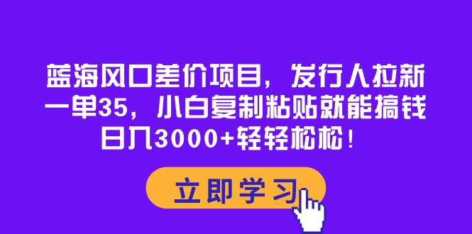 （10272期）蓝海风口差价项目，发行人拉新，一单35，小白复制粘贴就能搞钱！日入30…|艾一资源