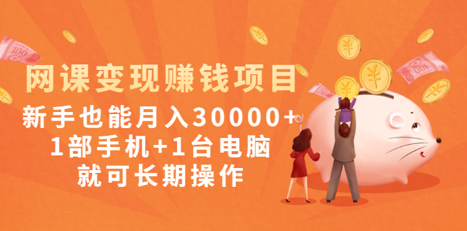 （1990期）网课变现赚钱项目：新手也能月入30000+1部手机+1台电脑就可长期操作