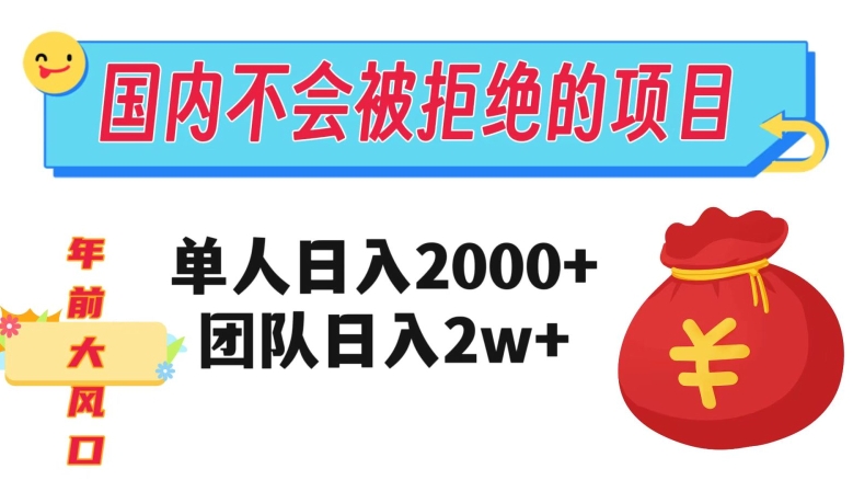 在国内不怕被拒绝的项目，单人日入2000，团队日入20000+【揭秘】|艾一资源