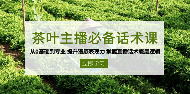 （13961期）茶叶 主播必备话术课 从0基础到专业 提升语感表现力 掌握直播话术底层逻辑|艾一资源