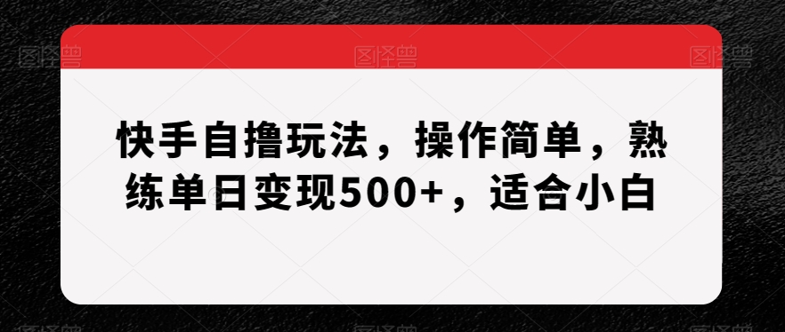 快手自撸玩法，操作简单，熟练单日变现500+，适合小白【揭秘】|艾一资源