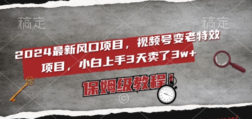 2024最新风口项目，视频号变老特效项目，电脑小白上手3天卖了3w+，保姆级教程【揭秘】|艾一资源