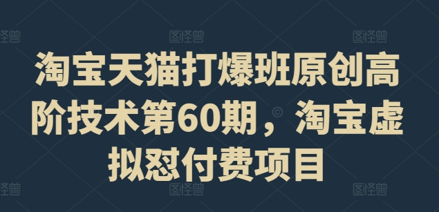 淘宝天猫打爆班原创高阶技术第60期，淘宝虚拟怼付费项目|艾一资源