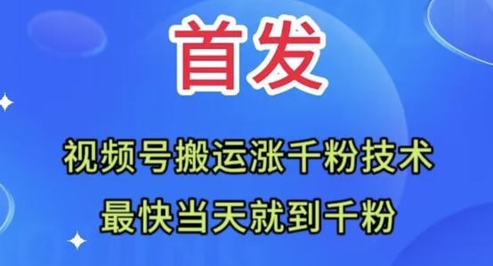 全网首发：视频号无脑搬运涨千粉技术，最快当天到千粉【揭秘】|艾一资源