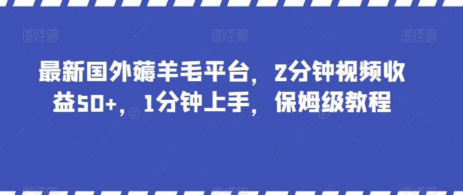 最新国外薅羊毛平台，2分钟视频收益50+，1分钟上手，保姆级教程【揭秘】|艾一资源