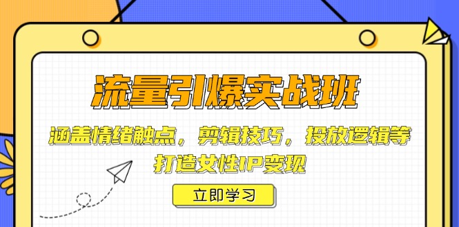 （14008期）流量引爆实战班，涵盖情绪触点，剪辑技巧，投放逻辑等，打造女性IP变现|艾一资源