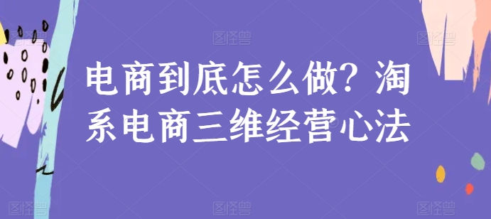 电商到底怎么做？淘系电商三维经营心法|艾一资源