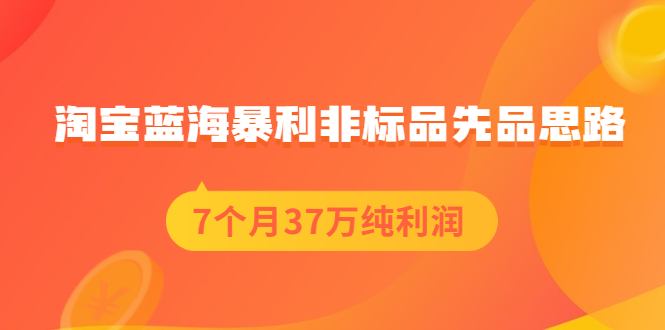 （2054期）淘宝蓝海暴利非标品先品思路，7个月37万纯利润，压箱干货分享！