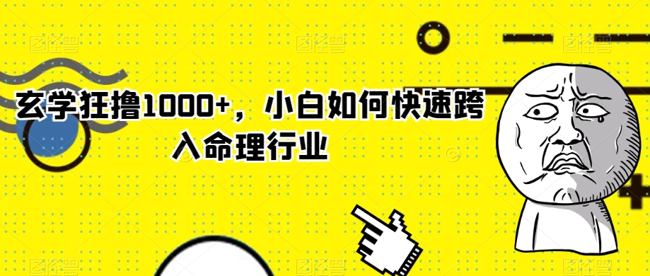 玄学狂撸1000+，小白如何快速跨入命理行业【揭秘】|艾一资源