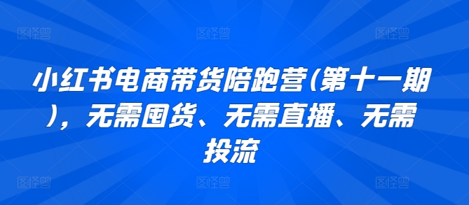 小红书电商带货陪跑营(第十一期)，无需囤货、无需直播、无需投流|艾一资源