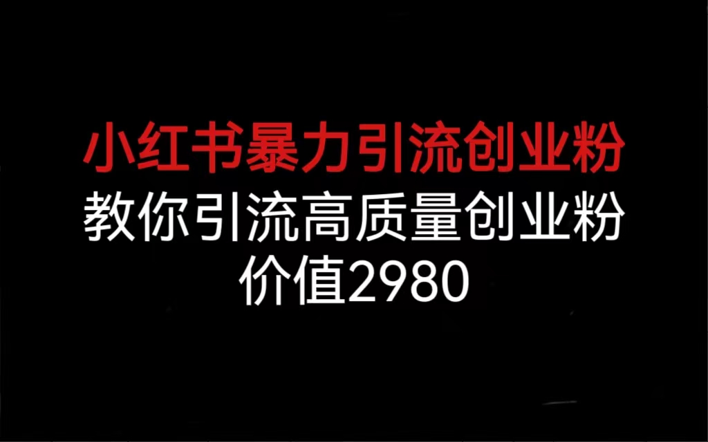 （6779期）小红书暴力引流创业粉，教你引流高质量创业粉，价值2980|艾一资源