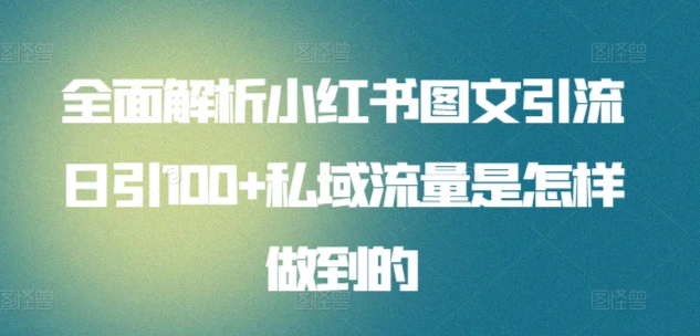 全面解析小红书图文引流日引100+私域流量是怎样做到的【揭秘】|艾一资源