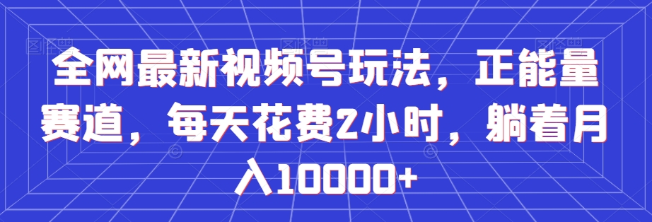 全网最新视频号玩法，正能量赛道，每天花费2小时，躺着月入10000+【揭秘】|艾一资源