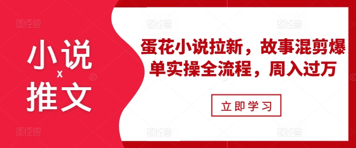 小说推文之蛋花小说拉新，故事混剪爆单实操全流程，周入过万|艾一资源