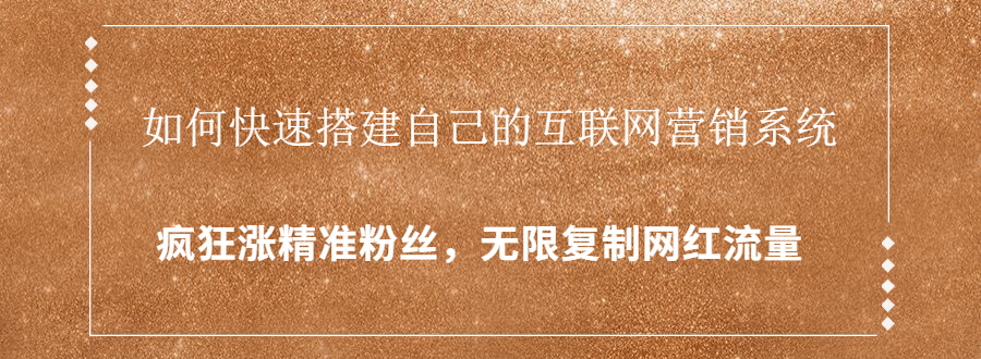 （1427期）如何快速搭建自己的互联网营销系统，疯狂涨精准粉丝，无限复制网红流量