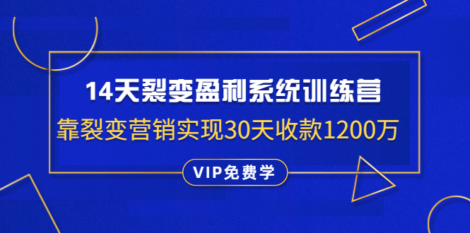 （1317期）14天裂变盈利系统训练营：靠裂变营销实现30天收款1200万（无水印）|艾一资源