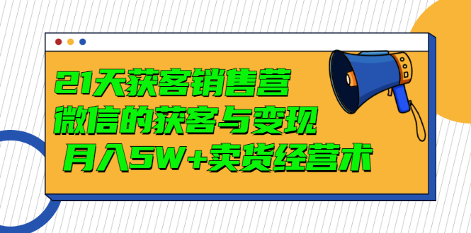 （2997期）21天获客销售营，带你微信的获客与变现  月入5W+卖货经营术|艾一资源