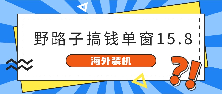 （10385期）海外装机，野路子搞钱，单窗口15.8，已变现10000+|艾一资源