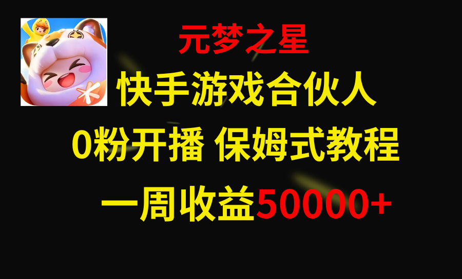 （8373期）快手游戏新风口，元梦之星合伙人，一周收入50000+|艾一资源