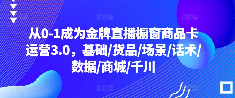 从0-1成为金牌直播橱窗商品卡运营3.0，基础/货品/场景/话术/数据/商城/千川|艾一资源