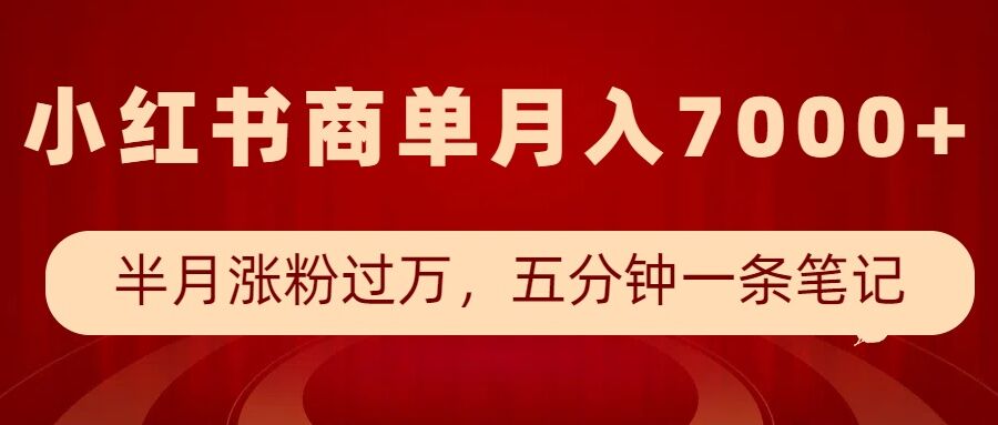 小红书商单最新玩法，半个月涨粉过万，五分钟一条笔记，月入7000+|艾一资源